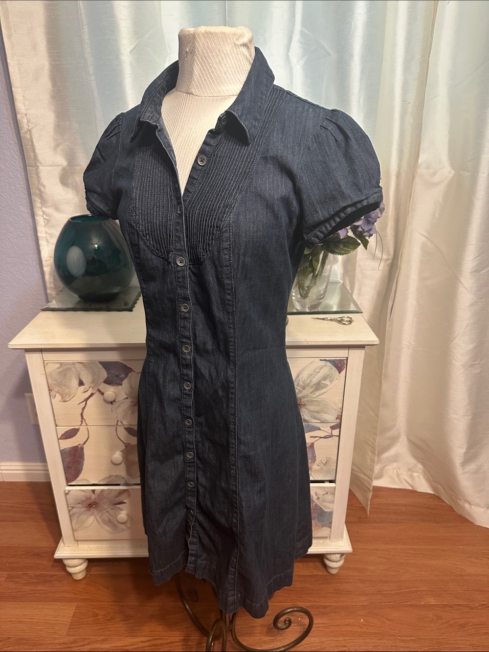 Calvin Klein Dark Blue Denim Shirt Dress - Picture 3 of 5